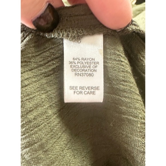 Cato Olive Green Crochet Trim Blouse Size 18/20W Plus Size Tunic Top - Picture 5 of 5